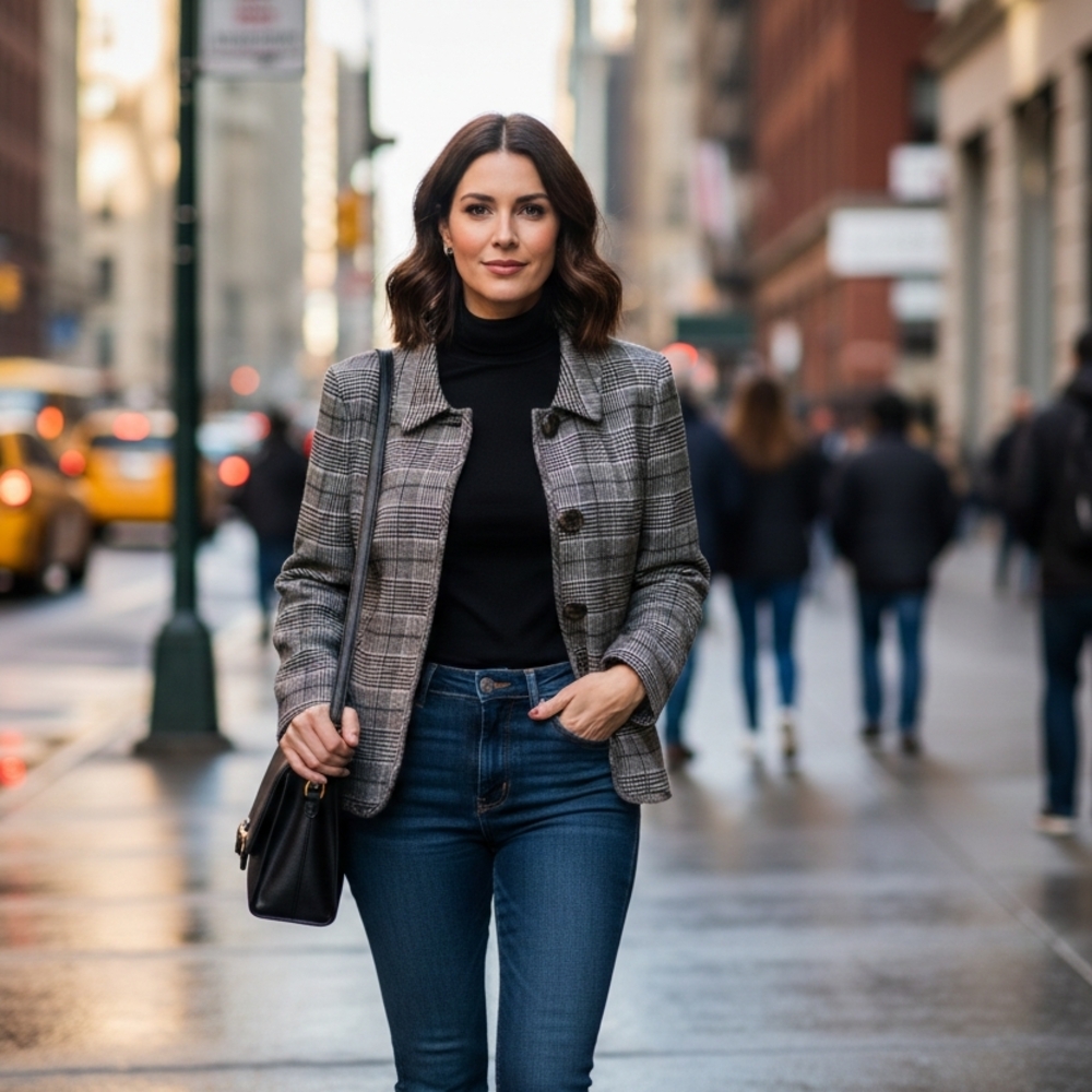 Trendy Plaid Blazer by Niney2